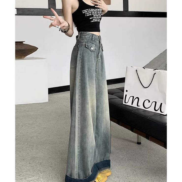 ワイドデニムパンツ ハイウエスト シンプルデニム | shoppinggo | 詳細画像6 