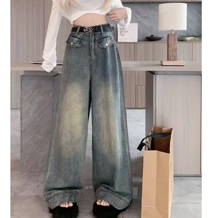 ワイドデニムパンツ ハイウエスト シンプルデニム | shoppinggo | 詳細画像7 