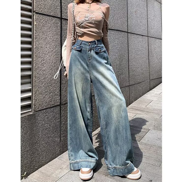 ワイドデニムパンツ ハイウエスト シンプルデニム | shoppinggo | 詳細画像14 