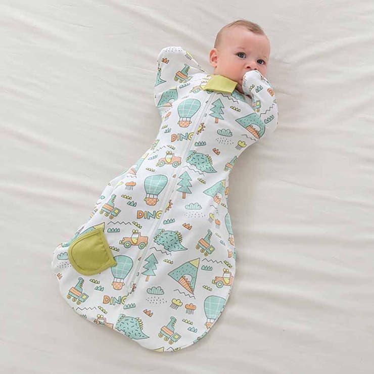 恐竜-緑 | おくるみ スリーパー 新生児 | shoppinggo