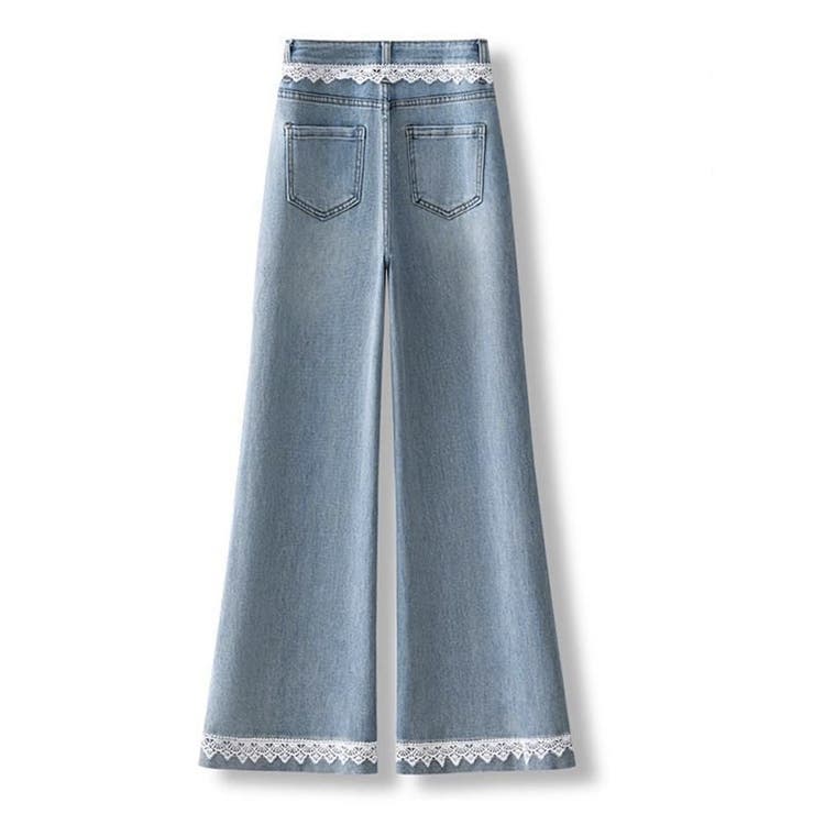 レース付きデニムパンツ レディース ハイウエストパンツ | shoppinggo | 詳細画像20 