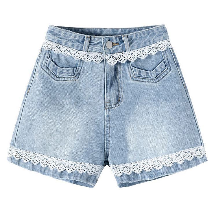レース付きデニムパンツ ショートパンツレディース ショーパン | shoppinggo | 詳細画像21 