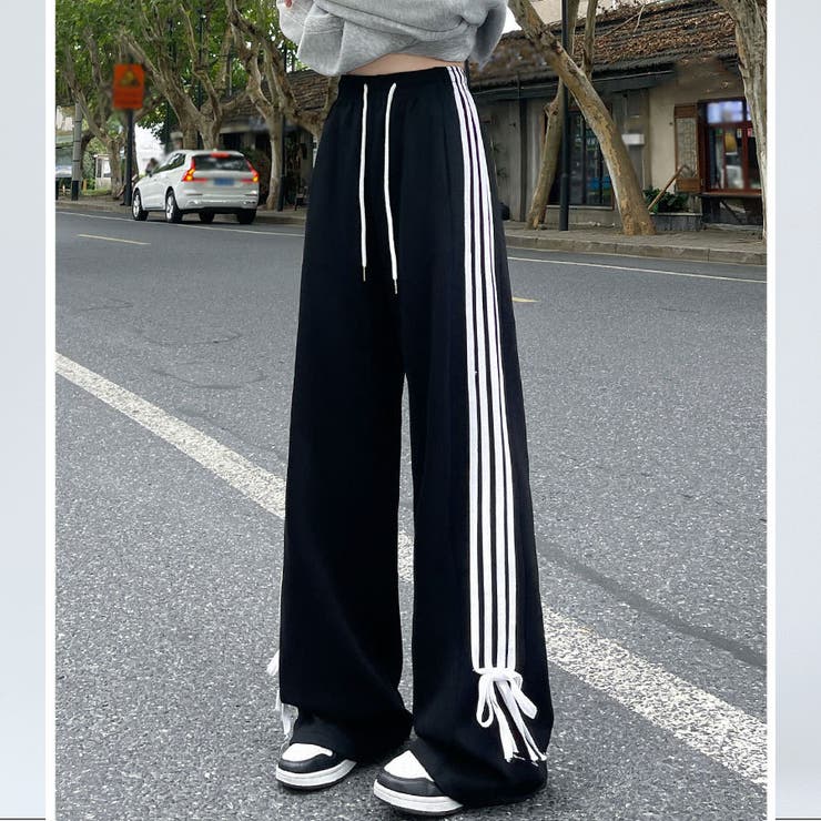 ブラック | ラインパンツ ジョガーパンツ サイドライン | shoppinggo