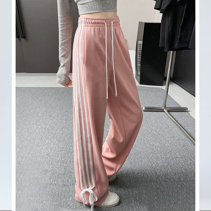ピンク | ラインパンツ ジョガーパンツ サイドライン | shoppinggo