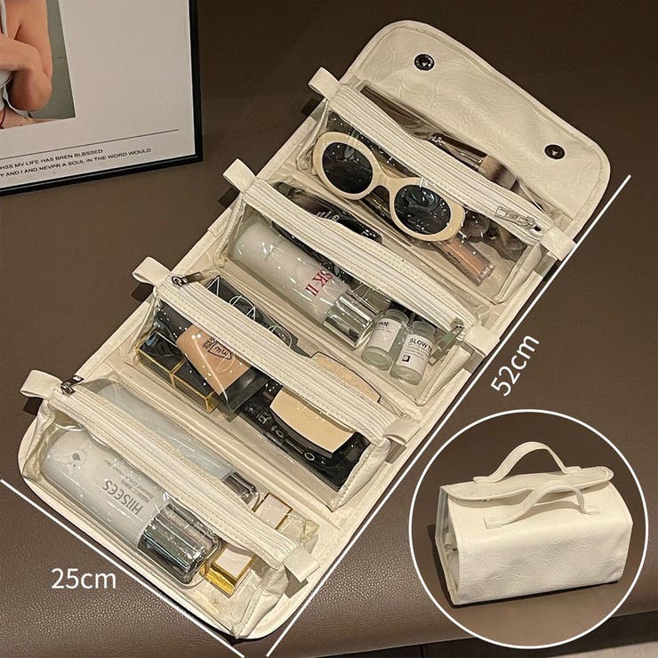 ホワイト | 化粧ポーチ トラベルポーチ 取り外し可能 | shoppinggo