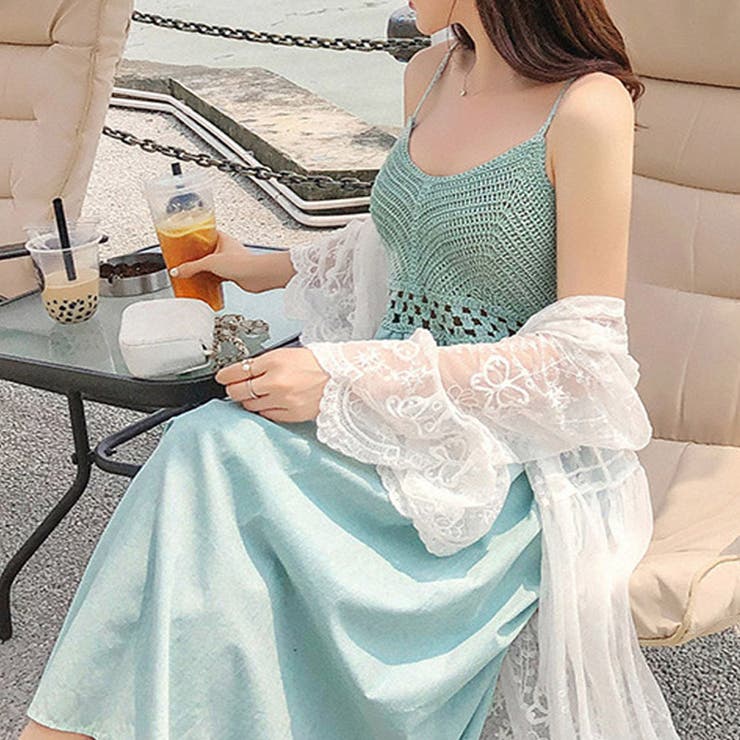 グリーン | キャミワンピース 低身長 Vネック | shoppinggo