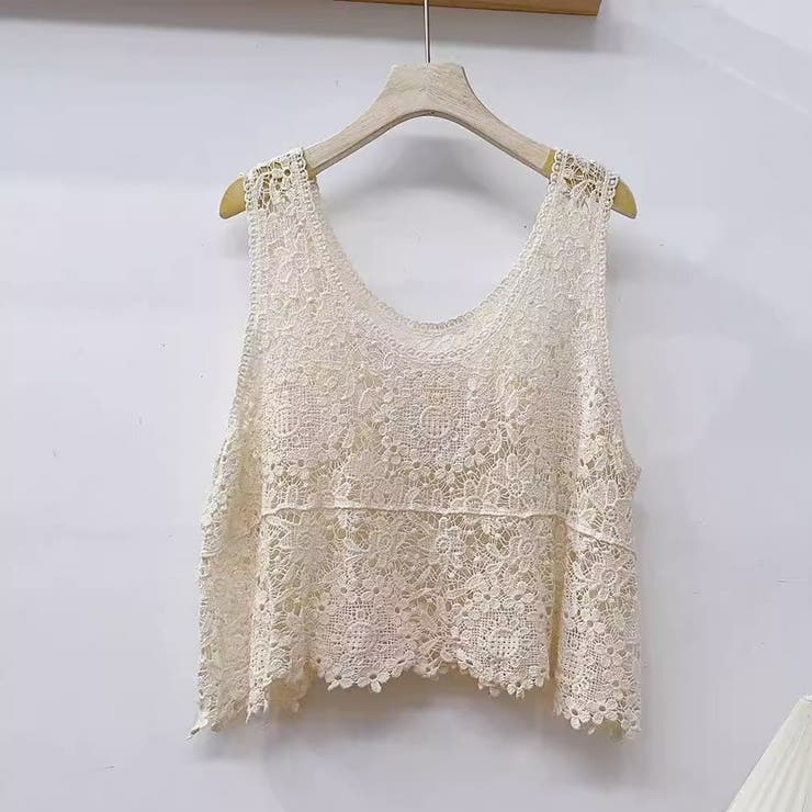 透かし編みメッシュニット ノースリーブトップス サマーニット | shoppinggo | 詳細画像3 