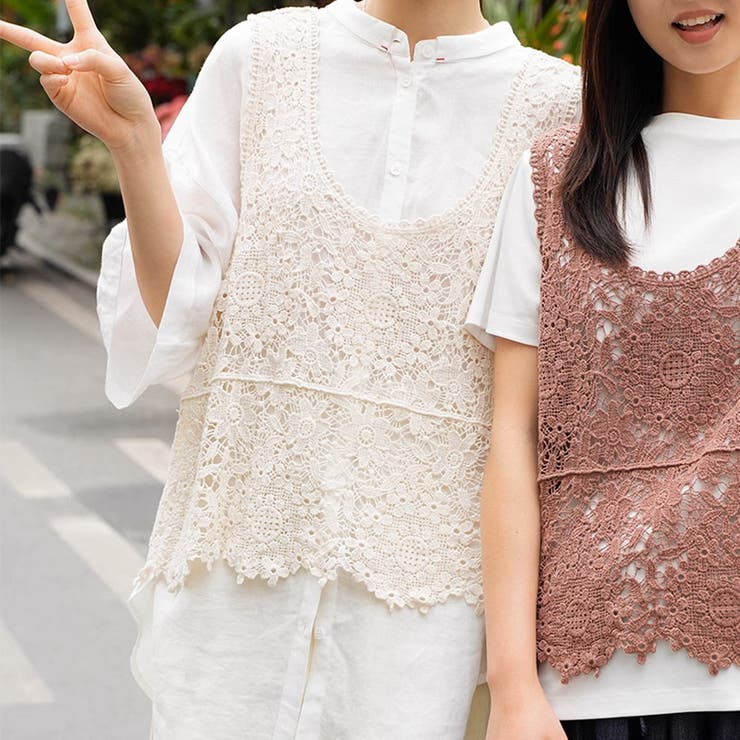 透かし編みメッシュニット ノースリーブトップス サマーニット | shoppinggo | 詳細画像10 