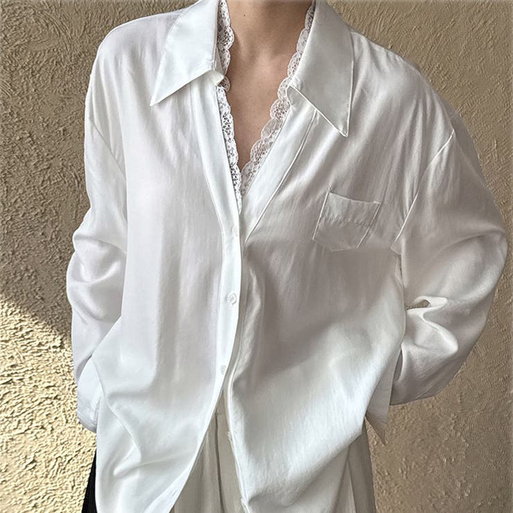 ホワイト | 新作ブラウス シャツ レース付きトップス | shoppinggo