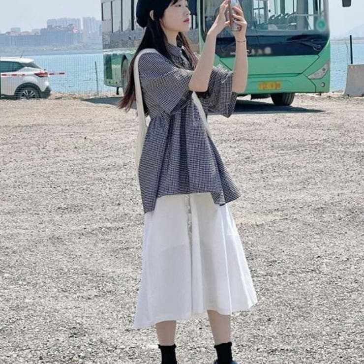 アシンメトリーフリルシャツ 半袖 チェックシャツ | shoppinggo | 詳細画像7 