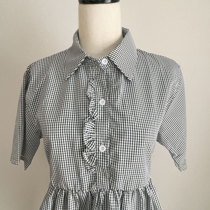 アシンメトリーフリルシャツ 半袖 チェックシャツ | shoppinggo | 詳細画像11 