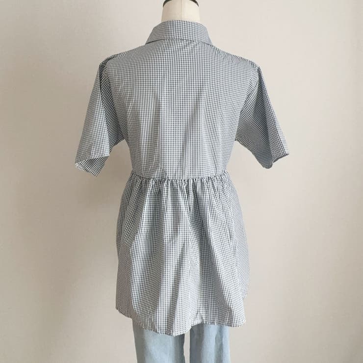 アシンメトリーフリルシャツ 半袖 チェックシャツ | shoppinggo | 詳細画像13 