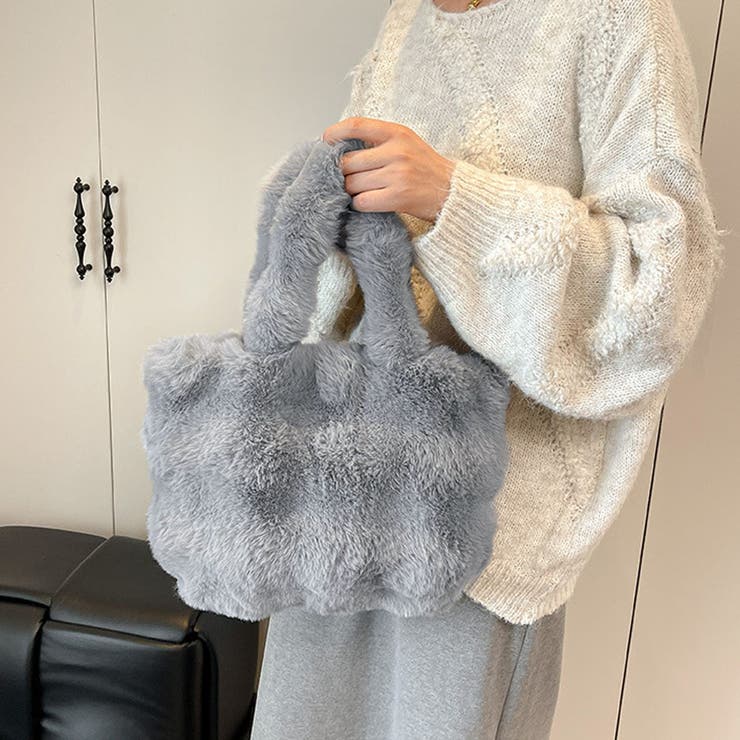 グレー | ファーバッグ ふわふわ ミニトートバッグ | shoppinggo