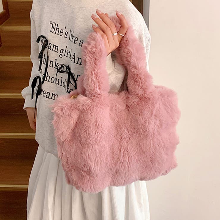ピンク | ファーバッグ ふわふわ ミニトートバッグ | shoppinggo
