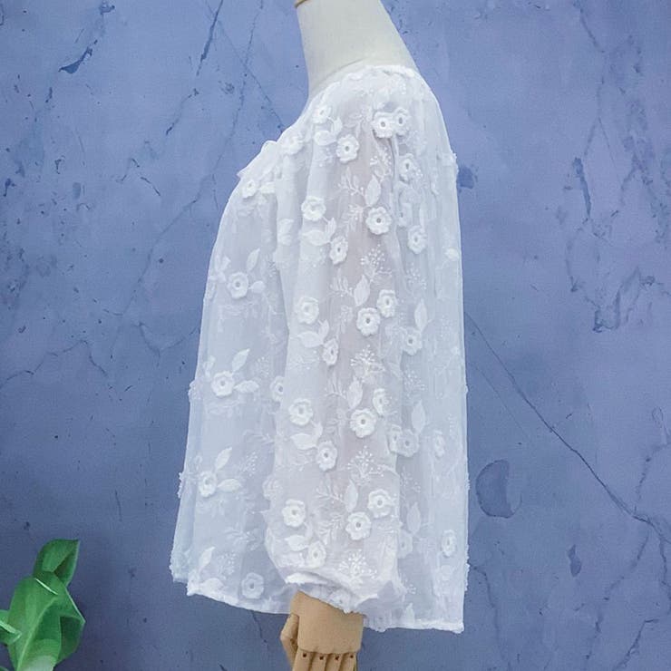 ブラウストップス 長袖 花柄刺繍ブラウス | shoppinggo | 詳細画像24 