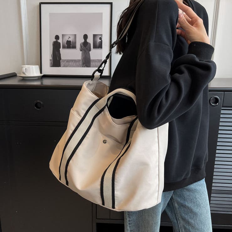 ベージュ | トートバッグ A4サイズ対応 肩掛け | shoppinggo