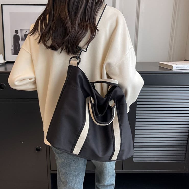 ブラック | トートバッグ A4サイズ対応 肩掛け | shoppinggo