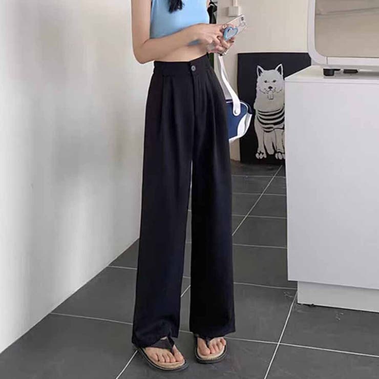 タックワイドパンツ スラックス リラックスパンツ | shoppinggo | 詳細画像3 