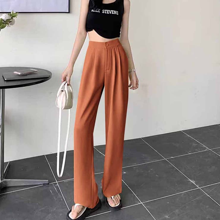 オレンジ | タックワイドパンツ スラックス リラックスパンツ | shoppinggo