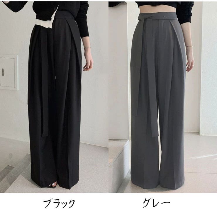 ワイドパンツ タックワイドパンツ スラックス | shoppinggo | 詳細画像2