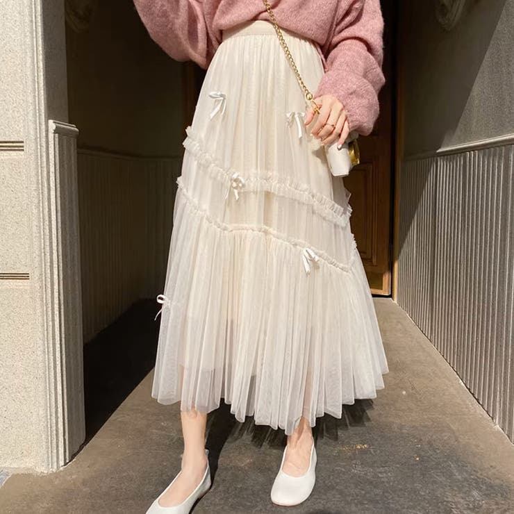 【NANA&NANAコラボ】チュールスカート リボンモチーフ フレアスカート | shoppinggo | 詳細画像3 