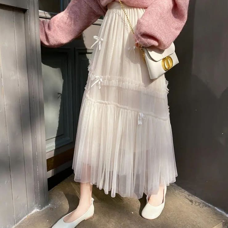 【NANA&NANAコラボ】チュールスカート リボンモチーフ フレアスカート | shoppinggo | 詳細画像5 