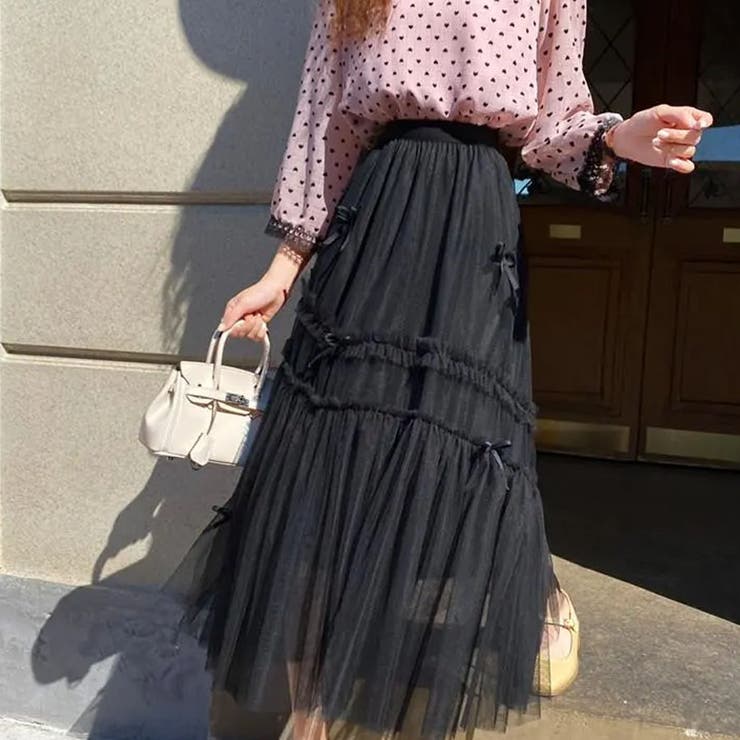 【NANA&NANAコラボ】チュールスカート リボンモチーフ フレアスカート | shoppinggo | 詳細画像13 