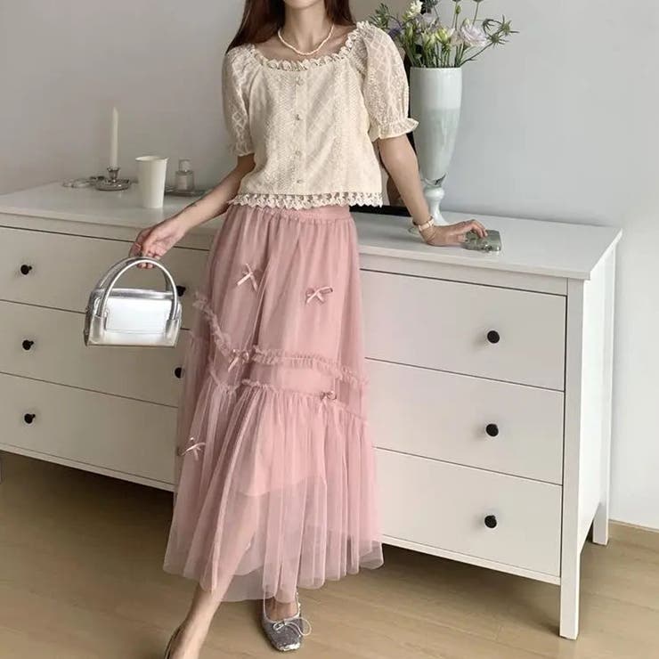 【NANA&NANAコラボ】チュールスカート リボンモチーフ フレアスカート | shoppinggo | 詳細画像19 