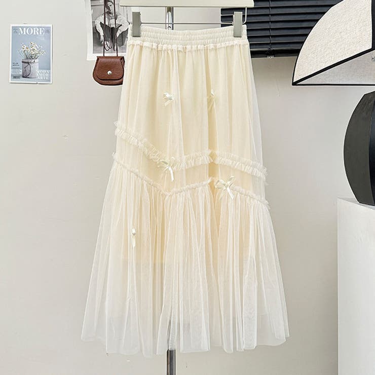 【NANA&NANAコラボ】チュールスカート リボンモチーフ フレアスカート | shoppinggo | 詳細画像21 