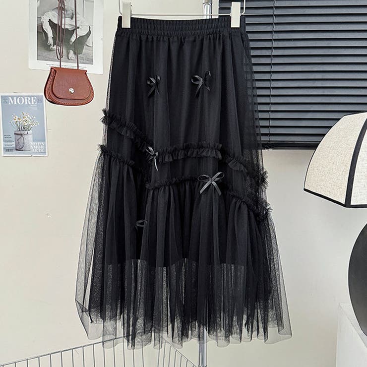 【NANA&NANAコラボ】チュールスカート リボンモチーフ フレアスカート | shoppinggo | 詳細画像25 