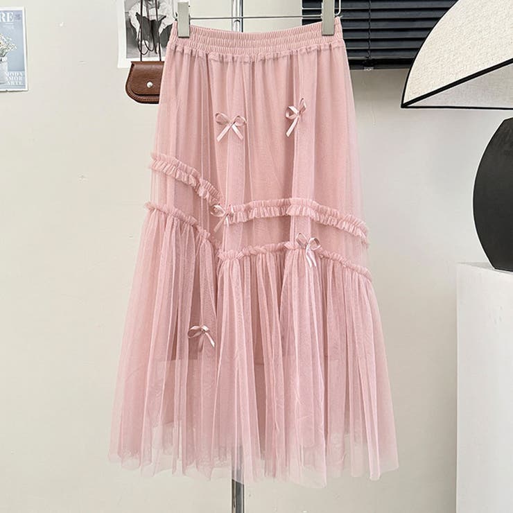 【NANA&NANAコラボ】チュールスカート リボンモチーフ フレアスカート | shoppinggo | 詳細画像28 