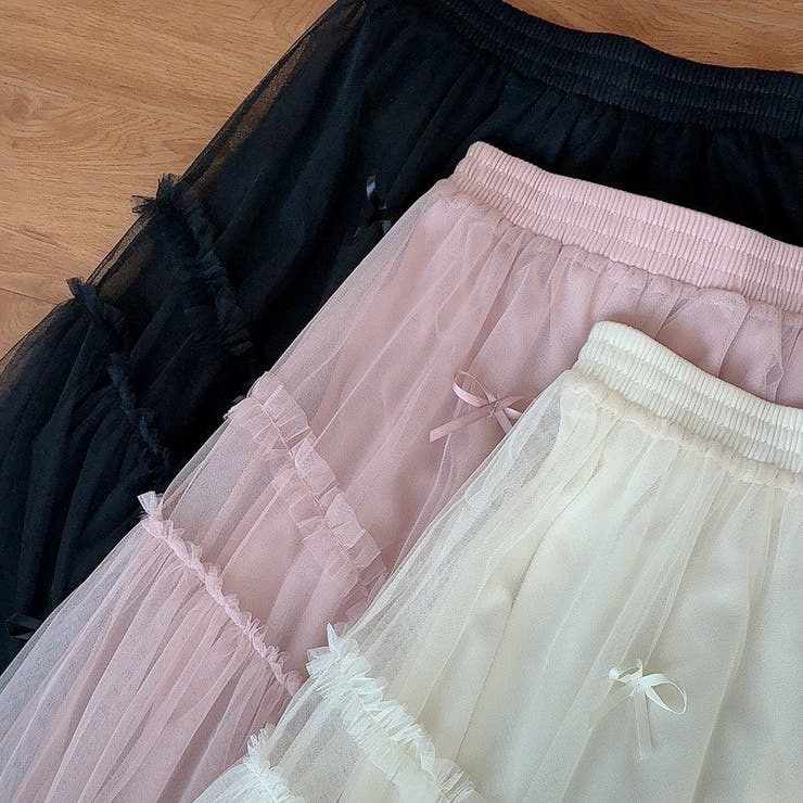 【NANA&NANAコラボ】チュールスカート リボンモチーフ フレアスカート | shoppinggo | 詳細画像33 