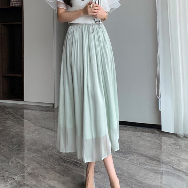 フレアスカート マットサテン ロングスカート揺れる | shoppinggo | 詳細画像13 