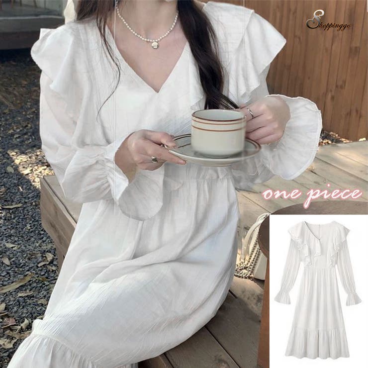 ワンピース 長袖 Vネック | shoppinggo | 詳細画像1 