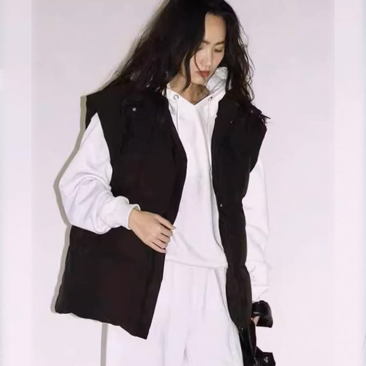 ブラック | 中綿ベスト 中綿コート ショート丈 | shoppinggo