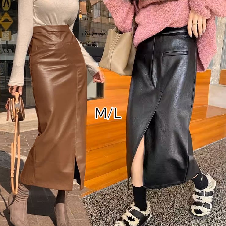 レザースカート レディース PUスカート | shoppinggo | 詳細画像1 