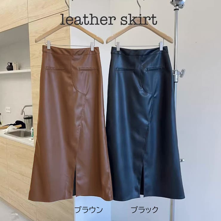 レザースカート レディース PUスカート | shoppinggo | 詳細画像2 