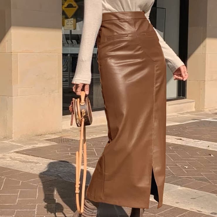 ブラウン | レザースカート レディース PUスカート | shoppinggo