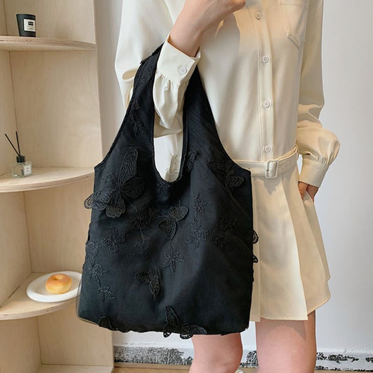 ブラック | トートバッグ 蝶々 可愛い | shoppinggo