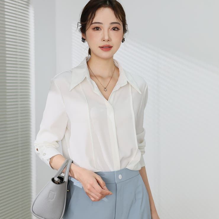 シャツブラウス 襟付き オフィス | shoppinggo | 詳細画像8 
