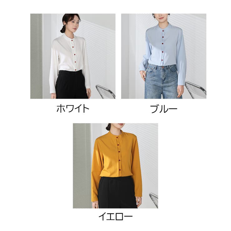 シャツブラウス ノーカラー トップス | shoppinggo | 詳細画像2 