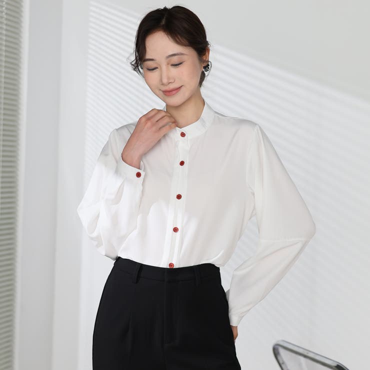 シャツブラウス ノーカラー トップス | shoppinggo | 詳細画像7 