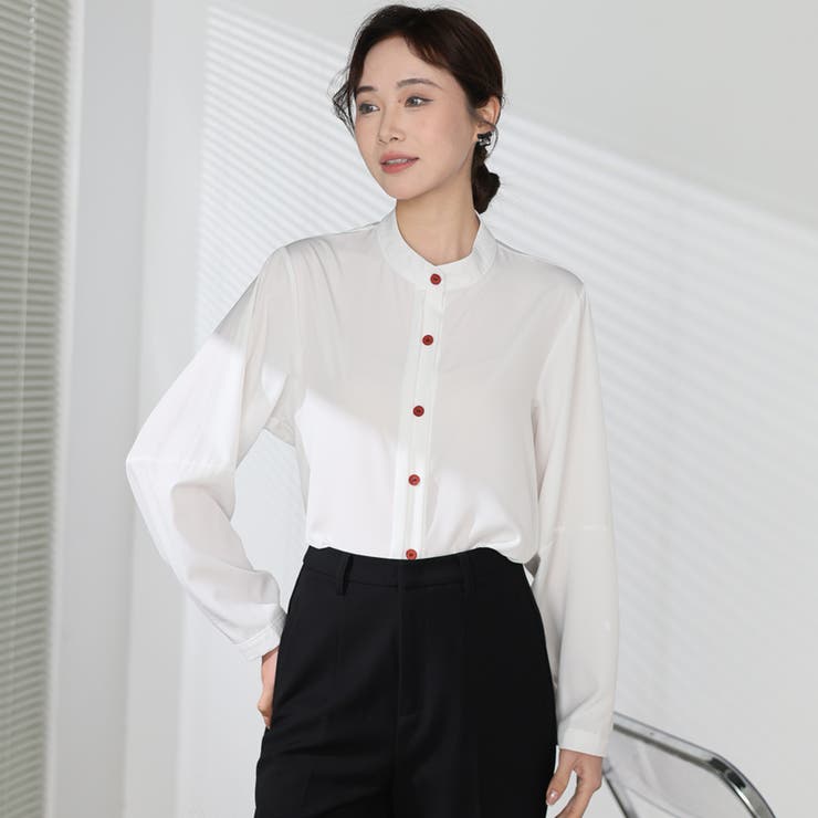 シャツブラウス ノーカラー トップス | shoppinggo | 詳細画像8 