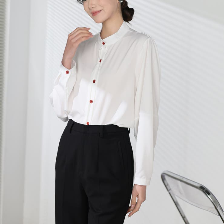 シャツブラウス ノーカラー トップス | shoppinggo | 詳細画像11 