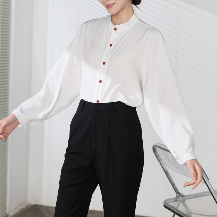 シャツブラウス ノーカラー トップス | shoppinggo | 詳細画像12 