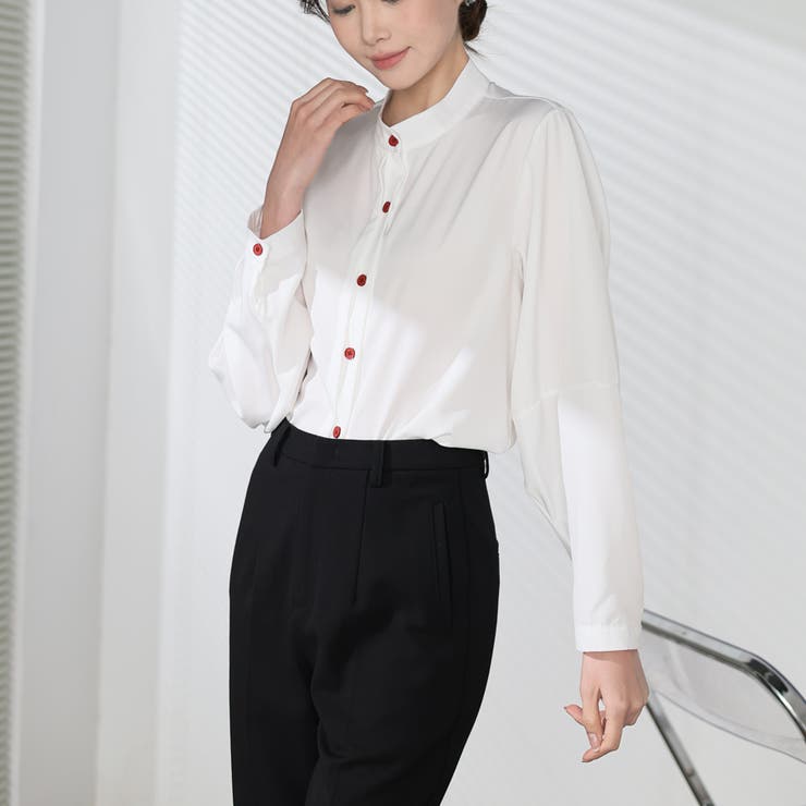 シャツブラウス ノーカラー トップス | shoppinggo | 詳細画像15 