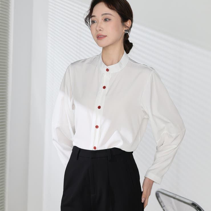 シャツブラウス ノーカラー トップス | shoppinggo | 詳細画像16 