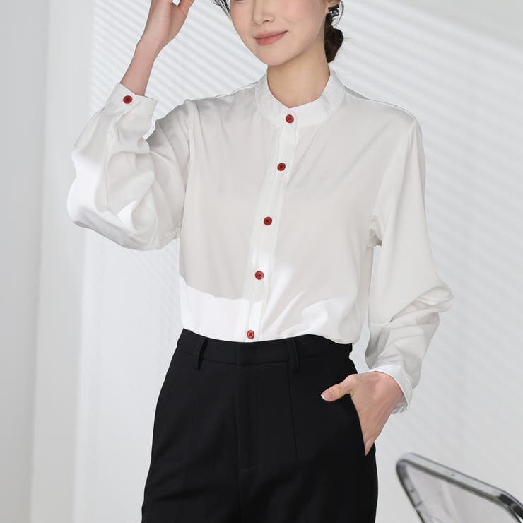 シャツブラウス ノーカラー トップス | shoppinggo | 詳細画像18 