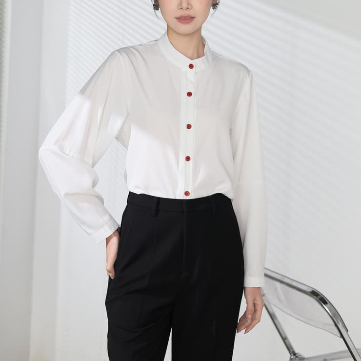 シャツブラウス ノーカラー トップス | shoppinggo | 詳細画像21 