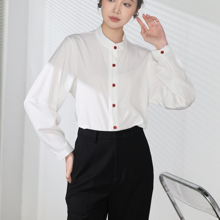 シャツブラウス ノーカラー トップス | shoppinggo | 詳細画像22 